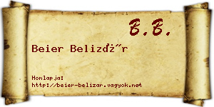 Beier Belizár névjegykártya